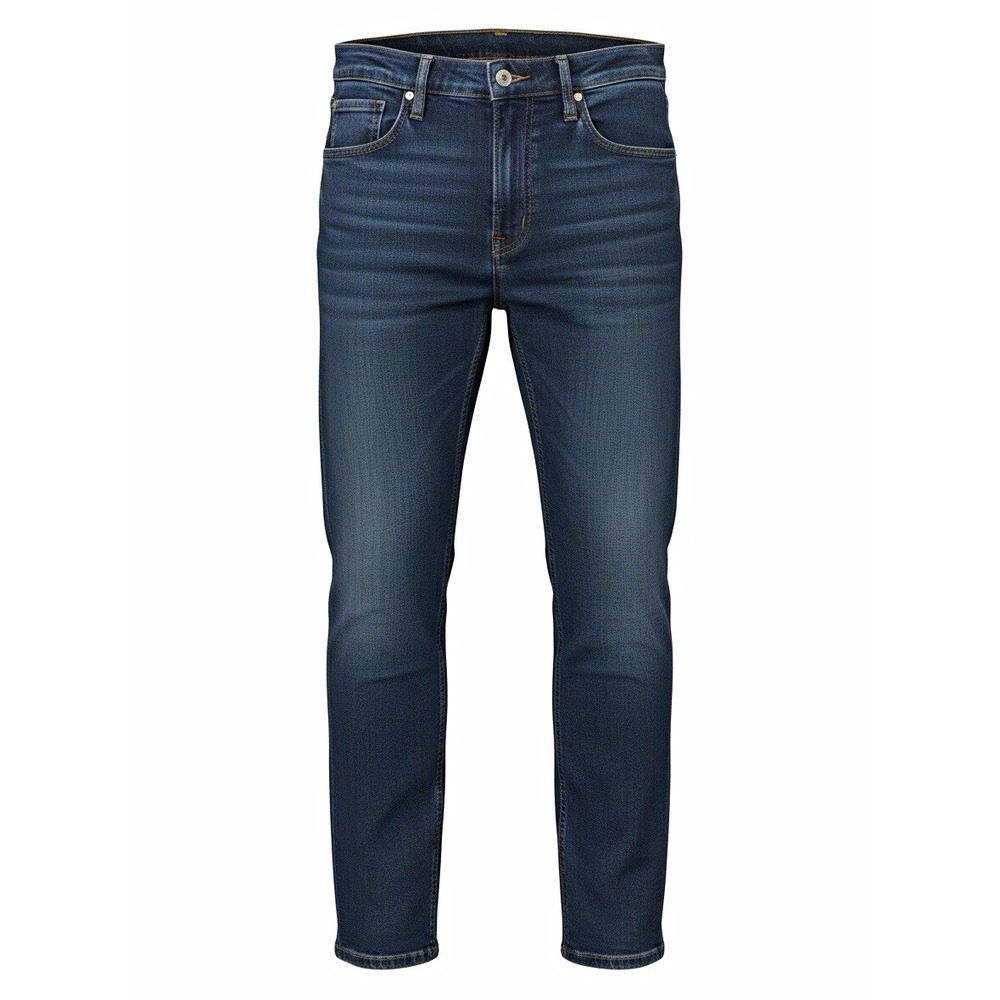 Michael Kors Men's Blue Denim Jeans Slim Fit Mid Rise Button 5-Pocket Logo